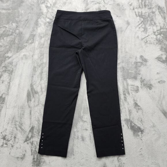 Counterparts Pants Women 8 Black High Rise Pull On Skinny Studded Slit Hem Ankle - Picture 4 of 13